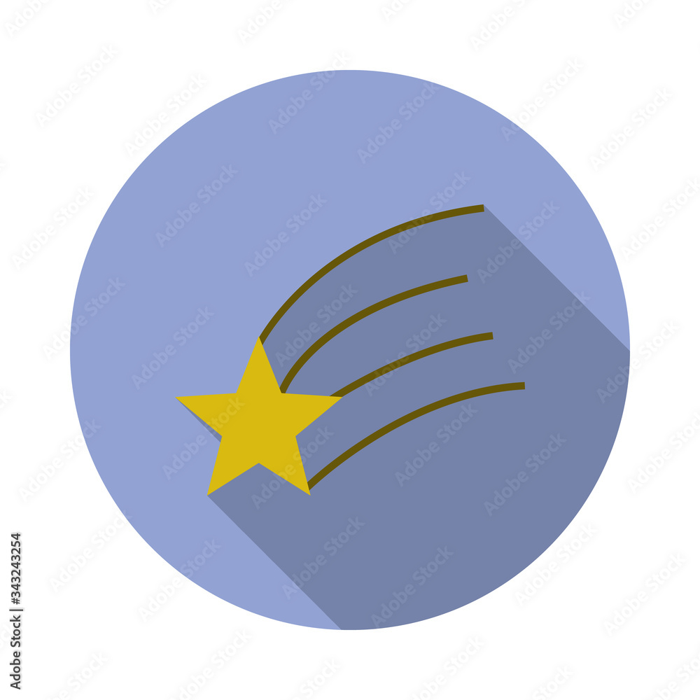 Poster falling star colored long shadow icon. simple color vector of space icons for ui and ux, website or 