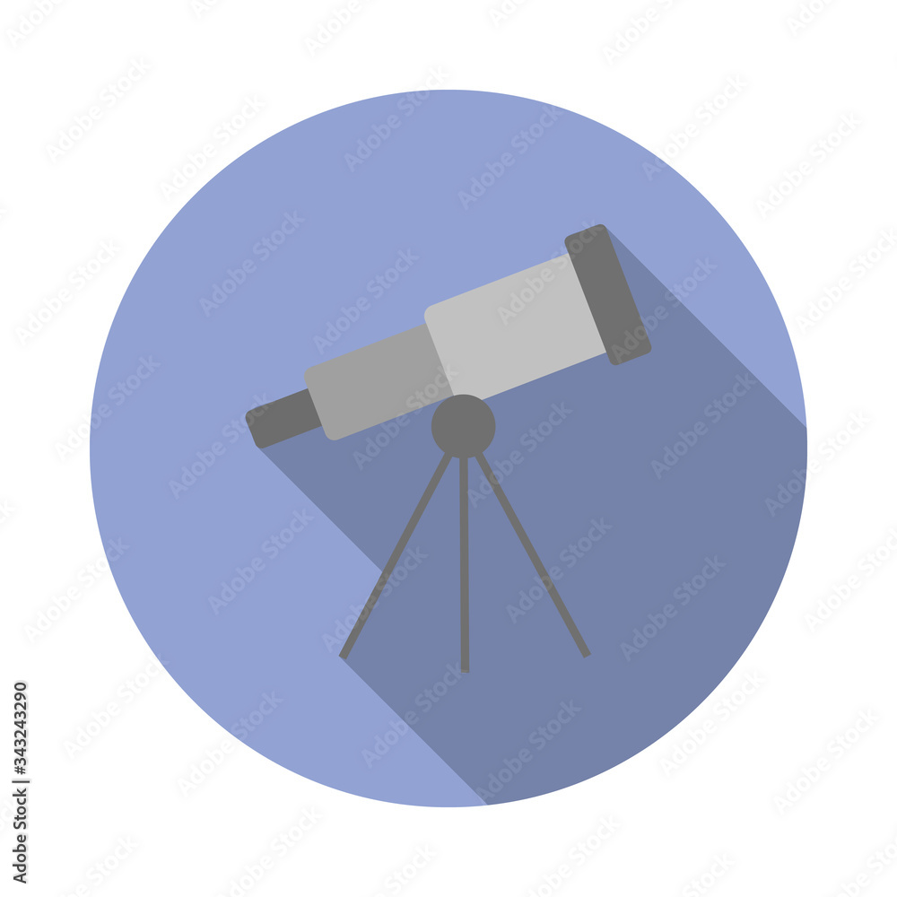 Poster telescope colored long shadow icon. simple color vector of space icons for ui and ux, website or mob