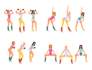 Old fashion retro style 70 80 class. Vector graphic design illustration set