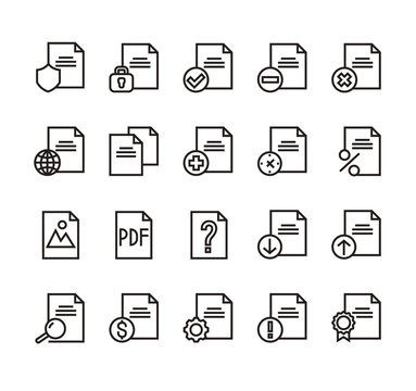Document file paper isolated line icon set. Vector graphic design illustration