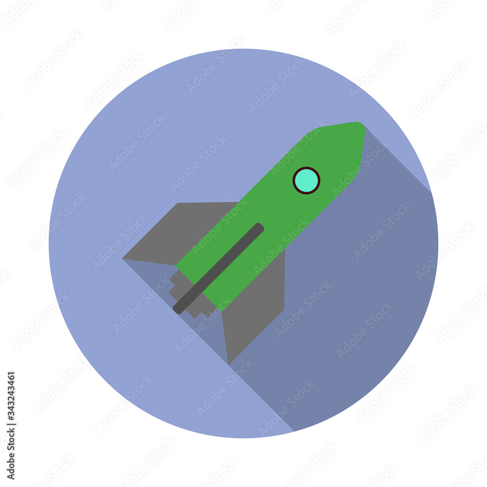 Poster rocket colored long shadow icon. simple color vector of space icons for ui and ux, website or mobile