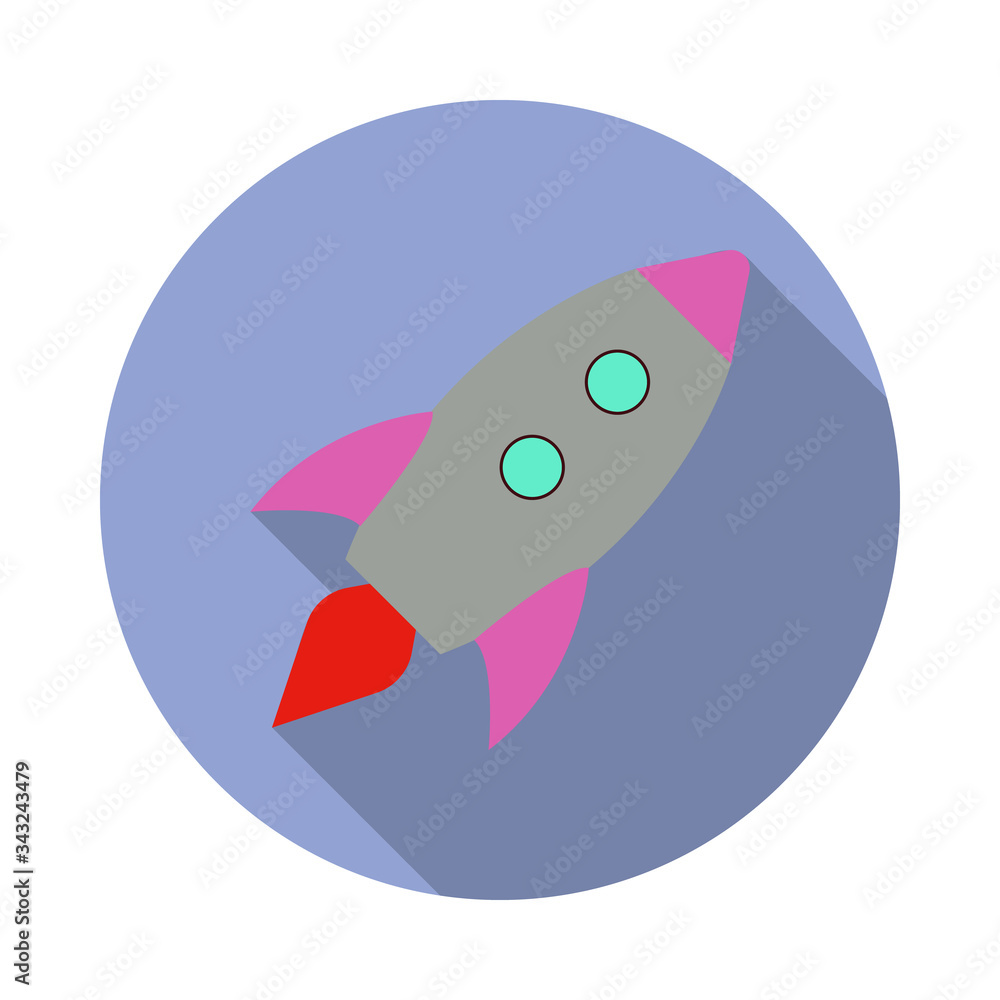 Aufkleber rocket colored long shadow icon. simple color vector of space icons for ui and ux, website or mobile