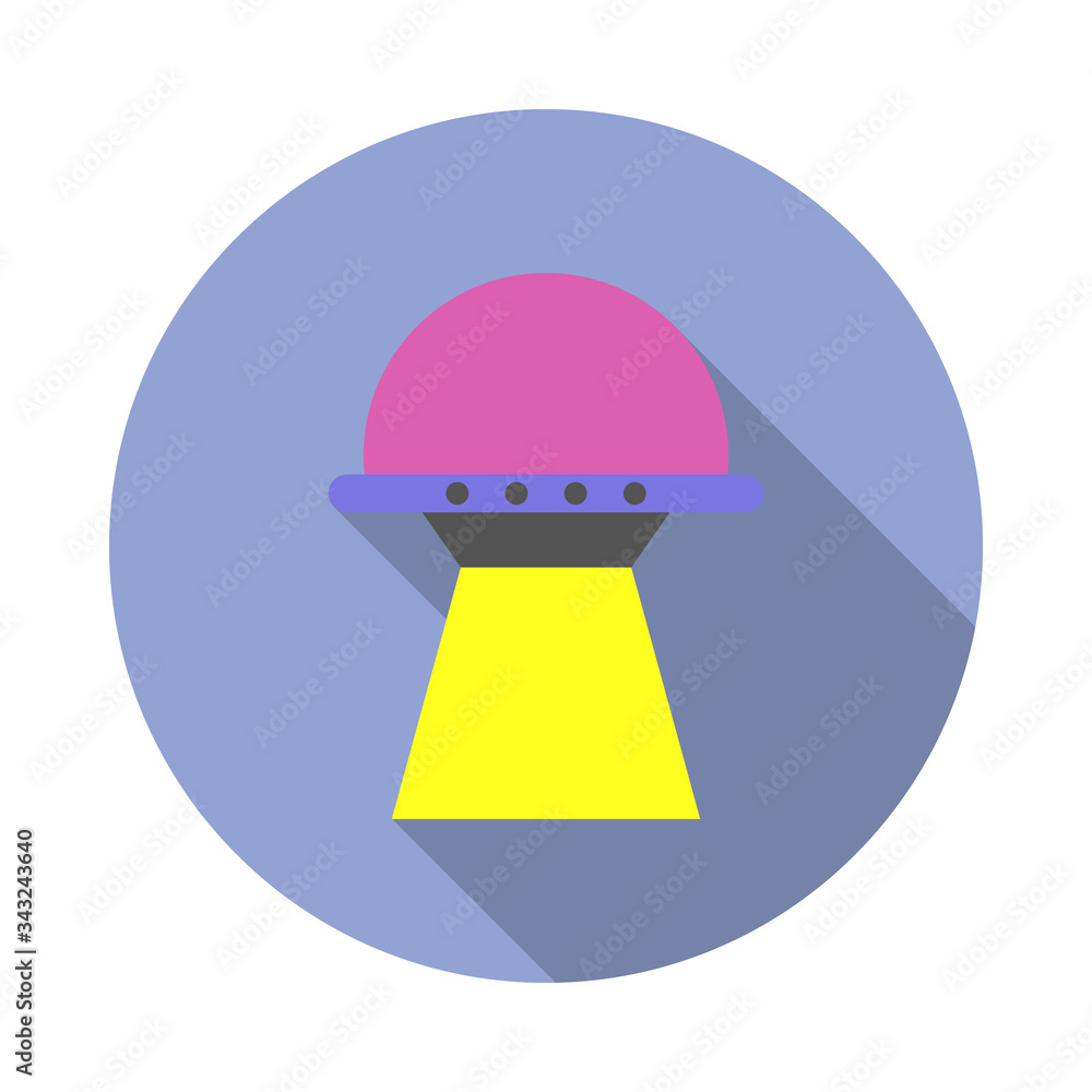 Poster ufo colored long shadow icon. simple color vector of space icons for ui and ux, website or mobile ap