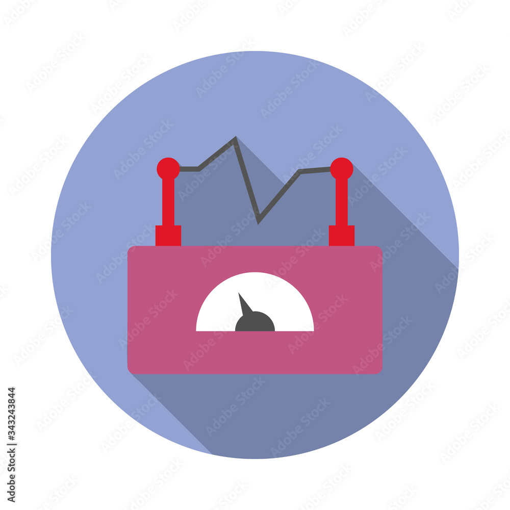 Poster electra apparatus colored long shadow icon. simple color vector of space icons for ui and ux, websit