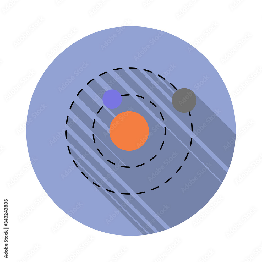 Poster solar system colored long shadow icon. simple color vector of space icons for ui and ux, website or 