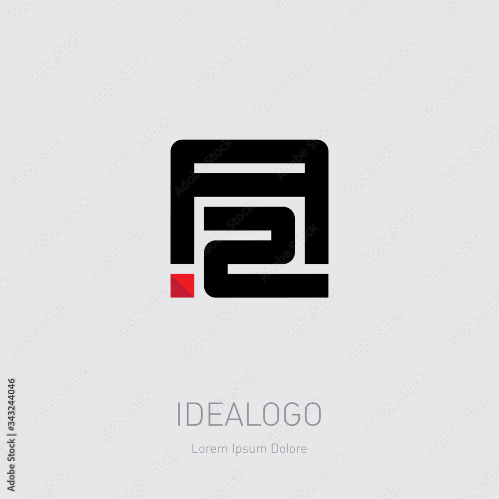 Poster a and number 2 - logo. a2 - logotype. vector design element or icon with parallel lines and red dot.