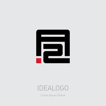 A and number 2 - logo. A2 - logotype. Vector design element or icon with parallel lines and red dot.