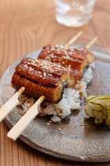 Fried unagi eel with barbecue sauce