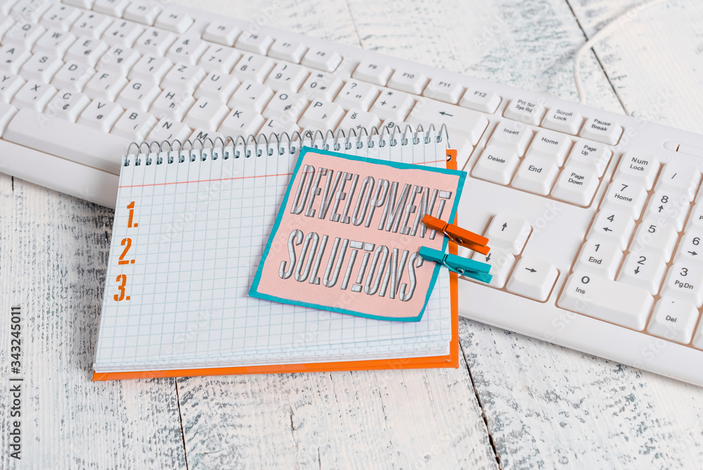Poster word writing text development solutions. business photo showcasing efficient planning based on the c