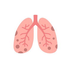 damaged lungs flat icon, vector illustration