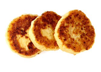 cottage cheese pancakes isolated on white
