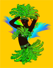 Brazilian samba girls print and embroidery graphic design vector art