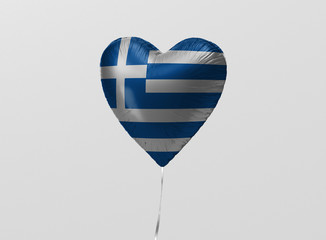 Greece flag in heart balloon