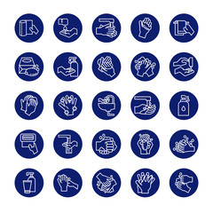 bundle of hands washing block style icons