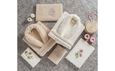Bathrobe set stock photo