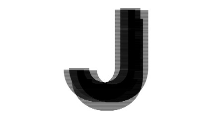 ABSTRACT ENGLISH ALPHABET MADE OF BLACK LAYERED TEXT SHAPE : J