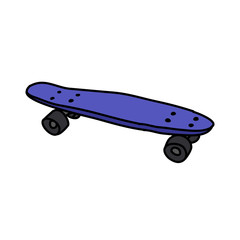 penny board doodle icon, vector illustration