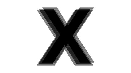 ABSTRACT ENGLISH ALPHABET MADE OF BLACK LAYERED TEXT SHAPE : X