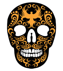 Tattoo tribal skull print and embroidery graphic design vector art