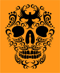 Tattoo tribal skull print and embroidery graphic design vector art