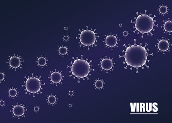 covid19 particles in vibrant purple color background