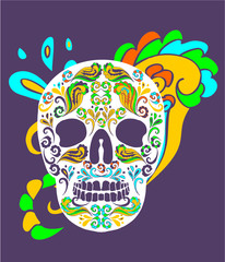 Tattoo tribal skull print and embroidery graphic design vector art