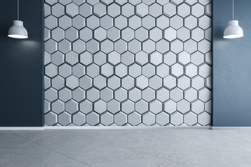 Clean interior with blank honeycomb wall.