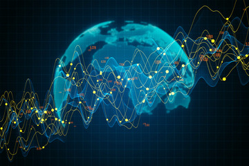 Business chart and earth on screen