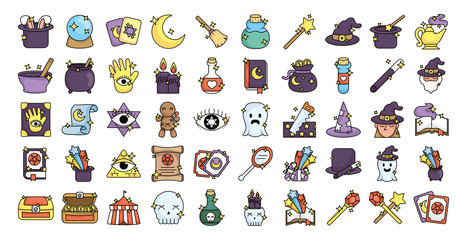 bundle of magic sorcery set icons © Gstudio