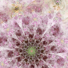 Faded brown fractal flower, digital artwork for creative graphic design - 343252037
