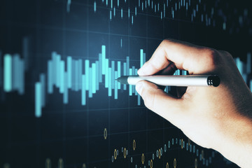 Hand drawing at stock chart