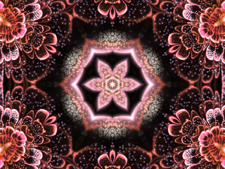 Pink fractal flower with pollen, digital artwork for creative gr
