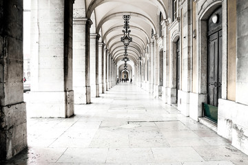 Obraz premium Image of arch of arches inside the building, sunny afternoon, Lisbon, Portugal