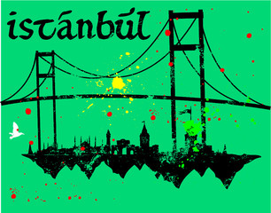 Istanbul city skyline print embroidery graphic design vector art