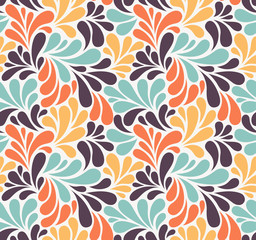 Vector seamless pattern with multicolor drops. Colorful abstract floral background.