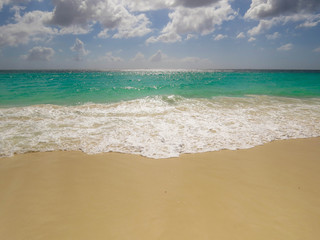 tropical beach with blue sky