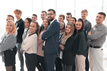 Fototapeta premium group of diverse young people standing together and looking ahead
