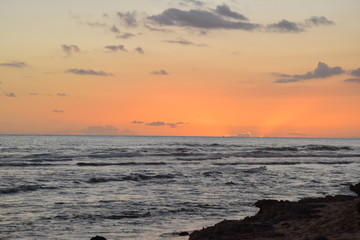 Fototapeta na wymiar Hawaii Beach Sunset with Palm Trees 