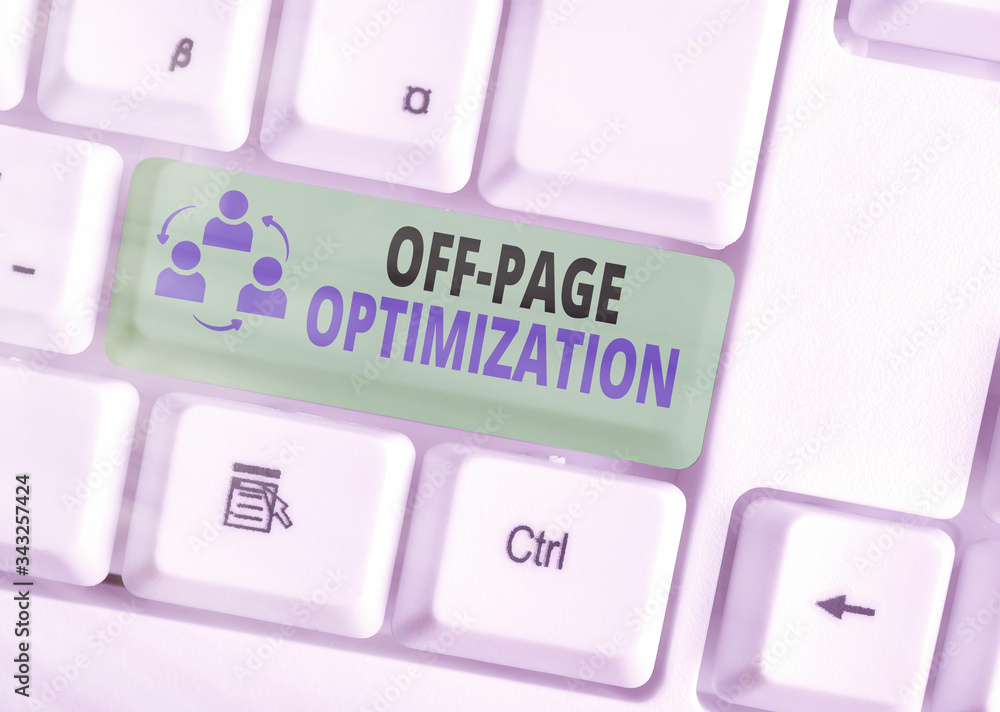 Aufkleber text sign showing off page optimization. business photo text website external process promotional me