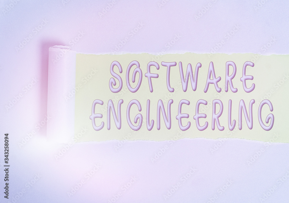 Poster conceptual hand writing showing software engineering. concept meaning program development in systema