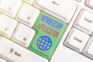 Conceptual hand writing showing Membership Application. Concept meaning Gateway to any organization...