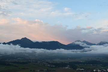 mountains and clouds
