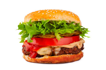 Hamburger on white