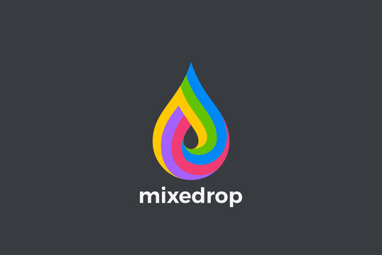 Colorful Liquid Water Droplet Drop Logo design vector template. Energy Mix Drink Logotype concept icon.
