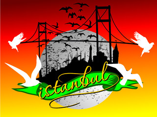 Istanbul city skyline print embroidery graphic design vector art