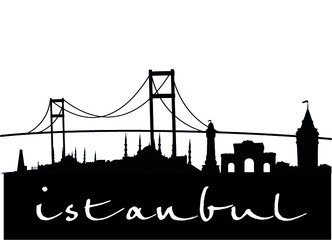 Istanbul city skyline graphic design vector art