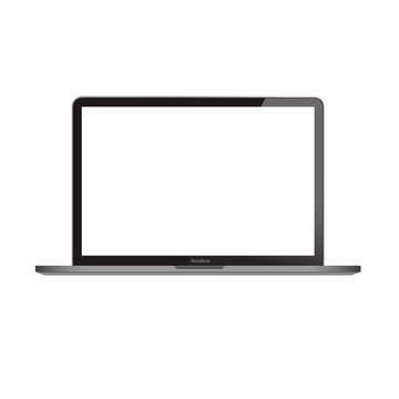 Laptop realistic computer in mockup style, isolated on white background. Vector illustration. EPS 10