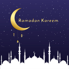 Obraz na płótnie Canvas Beautiful Islamic Ramadan Kareem Background with Mosque
