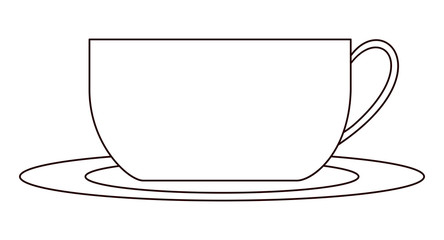 Coffee cup icon. Outline vector illustration isolated on white. Coloring book page for children.