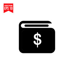 briefcase with dollar sign Icon symbol Flat vector illustration for graphic and web design.
